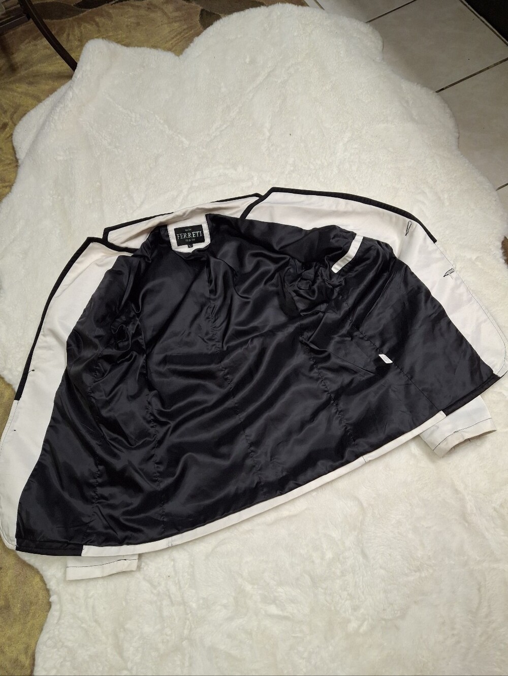 Moy Ferreti White & Black Military Nautical Contrast-Trim Blazer Men Size Large - Picture 8 of 16